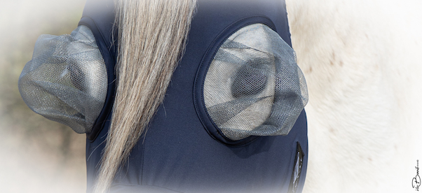 NOFLYNOCRY Fliegenmaske Navy  mit Augen- und Nasennetz  mit 75% UV Blocker 