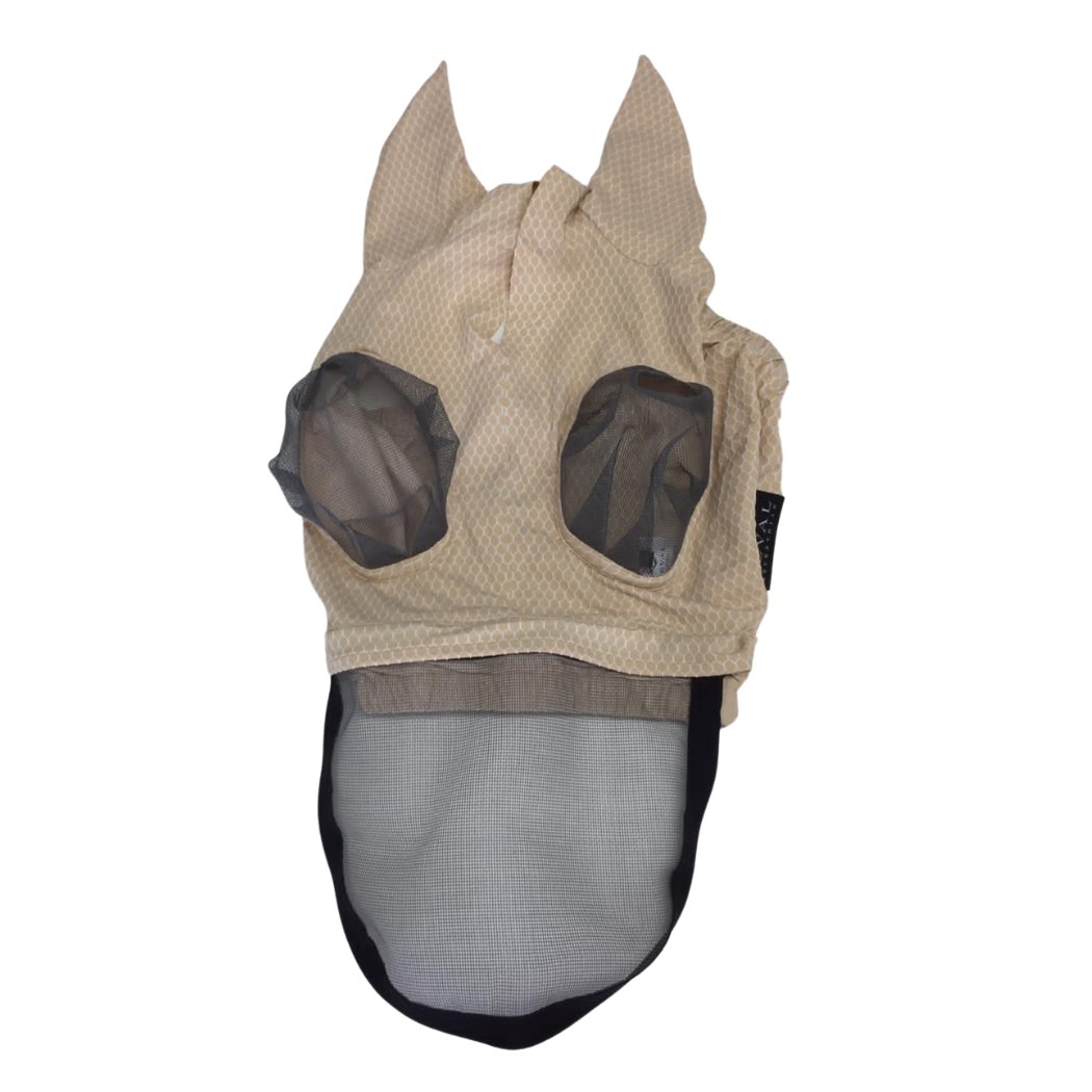 NOFLYNOCRY Fliegenmaske Sweet Sand- Muster Augennetz und Nasennetz 75% UV-Blocker  