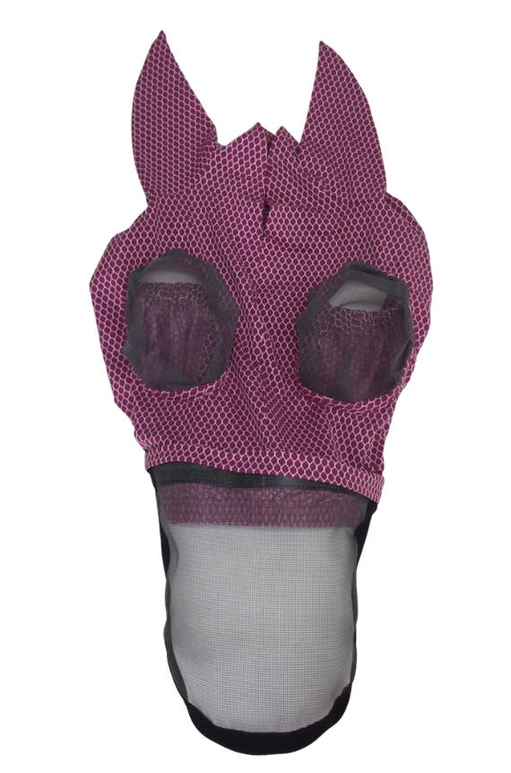 NOFLYNOCRY Fliegenmaske Beau-Berry Muster Augennetz und Nasennetz 75% UV-Blocker 